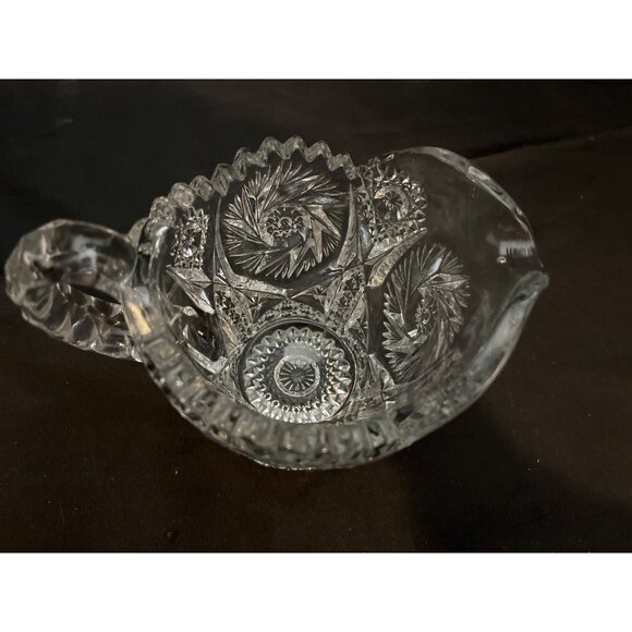 American Brilliant Period Cut Crystal Creamer  Pitcher Pinwheel Design Deep Cuts - Picture 2 of 7